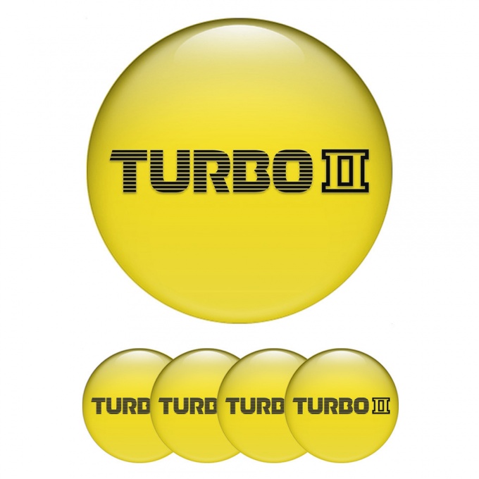 Mazda Turbo Stickers for Wheels Center Caps Yellow Fill Black Logo