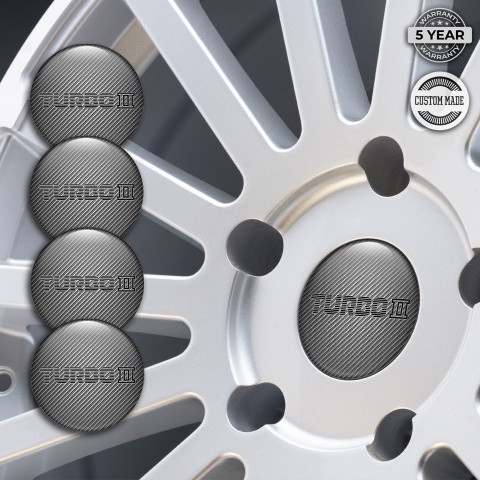 Mazda Turbo Emblem for Center Wheel Caps Carbon Texture Black Logo