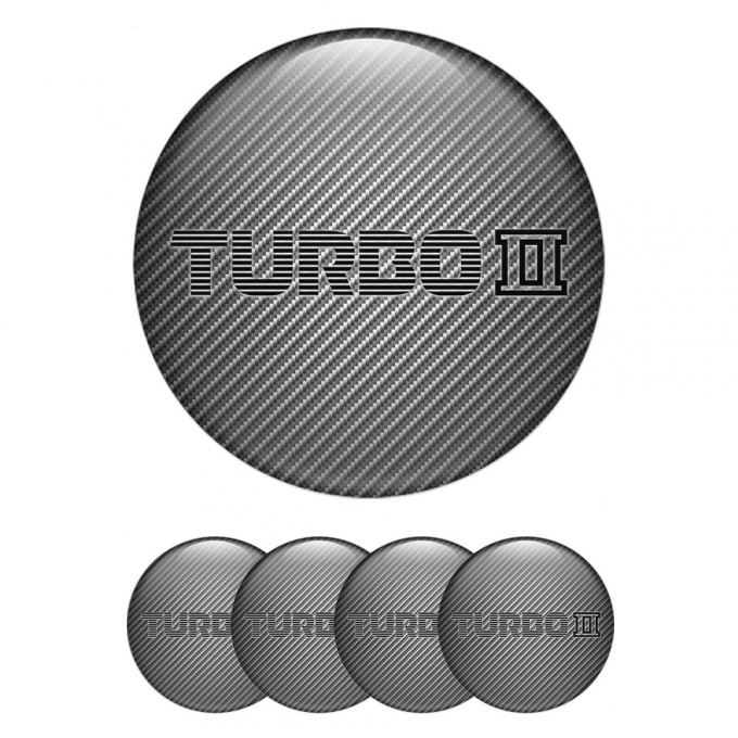 Mazda Turbo Emblem for Center Wheel Caps Carbon Texture Black Logo