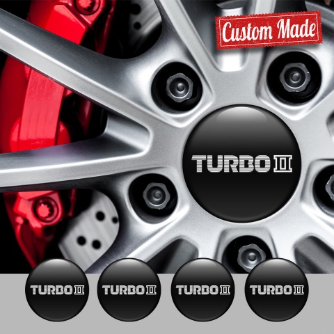 Mazda Turbo Wheel Emblem for Center Caps Black Print White Logo