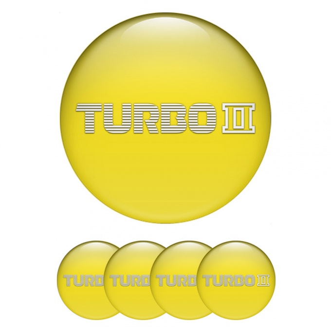 Mazda Turbo Emblem for Center Wheel Caps Yellow Print White Logo