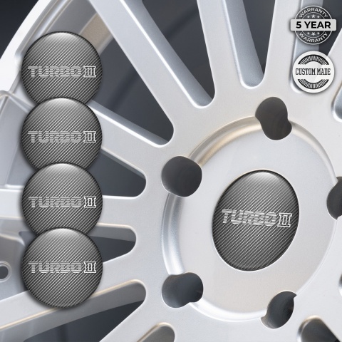 Mazda Turbo Emblems for Center Wheel Caps Carbon Base White Logo