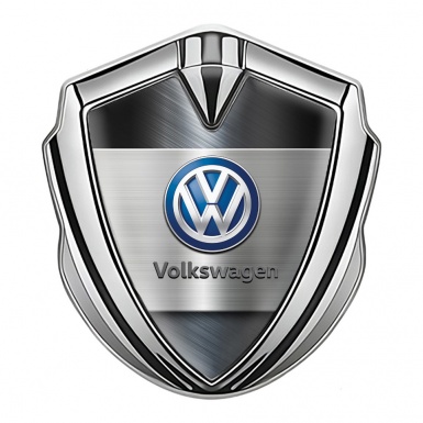 VW Bodyside Emblem Self Adhesive Silver Brushed Aluminum Classic Logo
