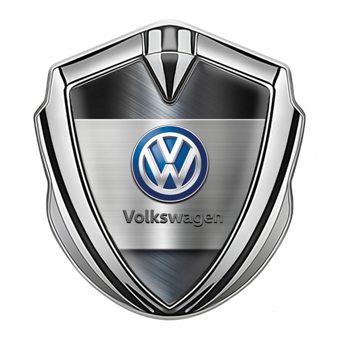 VW Bodyside Emblem Self Adhesive Silver Brushed Aluminum Classic Logo