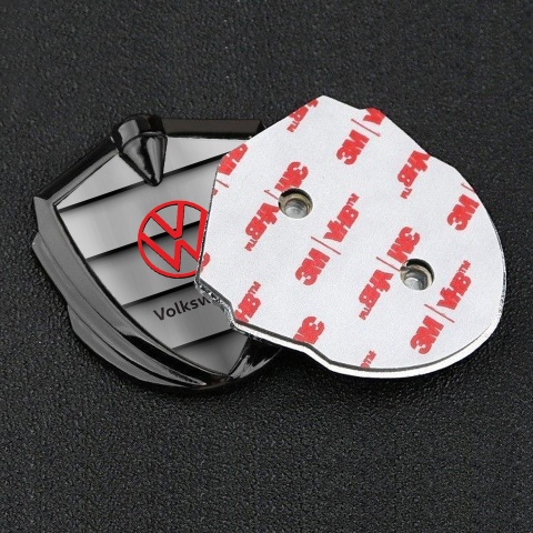 VW Emblem Badge Self Adhesive Graphite Shutter Effect Red Logo Edition