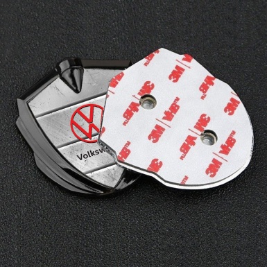 VW Emblem Fender Badge Graphite Stone Surface Red Logo Edition