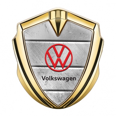 VW Emblem Fender Badge Gold Stone Surface Red Logo Edition