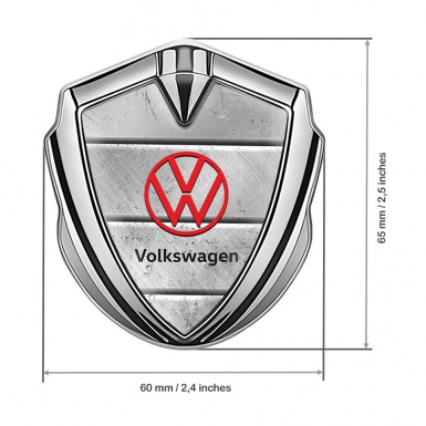 VW Emblem Fender Badge Silver Stone Surface Red Logo Edition