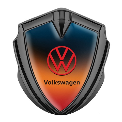 VW Fender Emblem Badge Graphite Color Gradient Base Crimson Logo