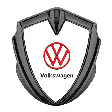 VW Emblem Trunk Badge Graphite White Background Crimson Logo