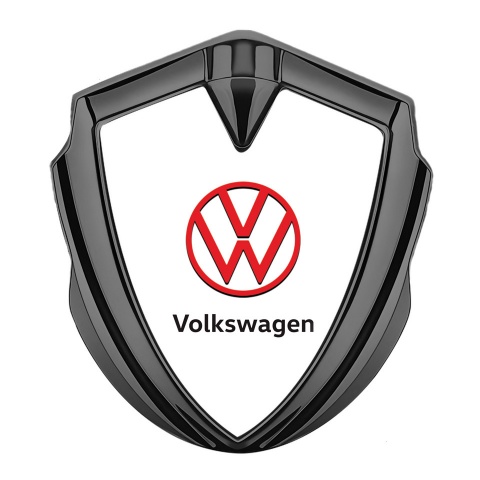 VW Emblem Trunk Badge Graphite White Background Crimson Logo