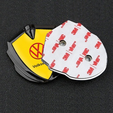 VW Emblem Self Adhesive Graphite Yellow Background Crimson Design