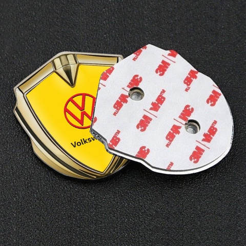 VW Emblem Self Adhesive Gold Yellow Background Crimson Design