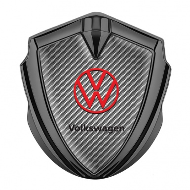 VW Metal Emblem Badge Graphite Light Carbon Red Logo Concept