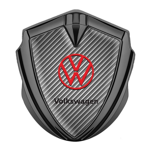 VW Metal Emblem Badge Graphite Light Carbon Red Logo Concept