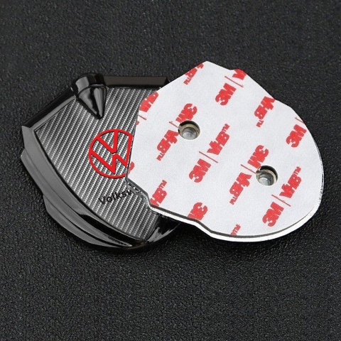 VW Metal Emblem Badge Graphite Light Carbon Red Logo Concept