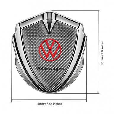 VW Metal Emblem Badge Silver Light Carbon Red Logo Concept