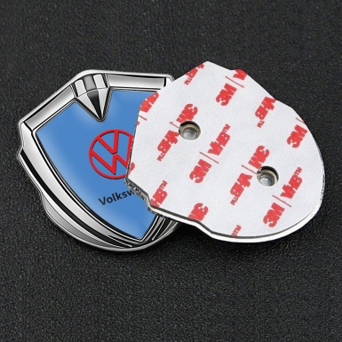 VW Domed Emblem Silver Glacial Blue Base Red Logo Design