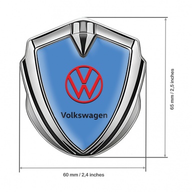 VW Domed Emblem Silver Glacial Blue Base Red Logo Design