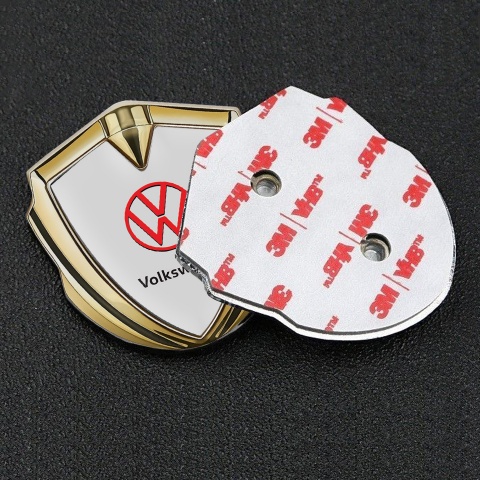 VW Emblem Ornament Gold Light Grey Fill Red Logo Edition