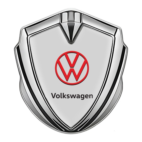 VW Emblem Ornament Silver Light Grey Fill Red Logo Edition