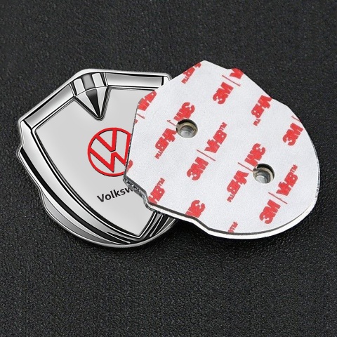 VW Emblem Ornament Silver Light Grey Fill Red Logo Edition