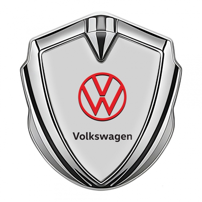 VW Emblem Ornament Silver Light Grey Fill Red Logo Edition