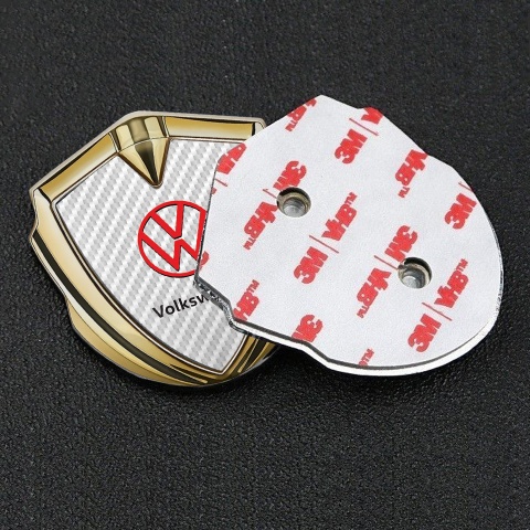 VW Bodyside Domed Emblem Gold White Carbon Red Logo Variant