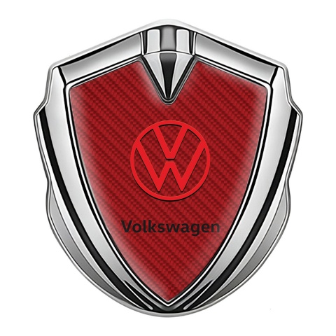 VW Emblem Car Badge Silver Red Carbon Crimson Logo Edition