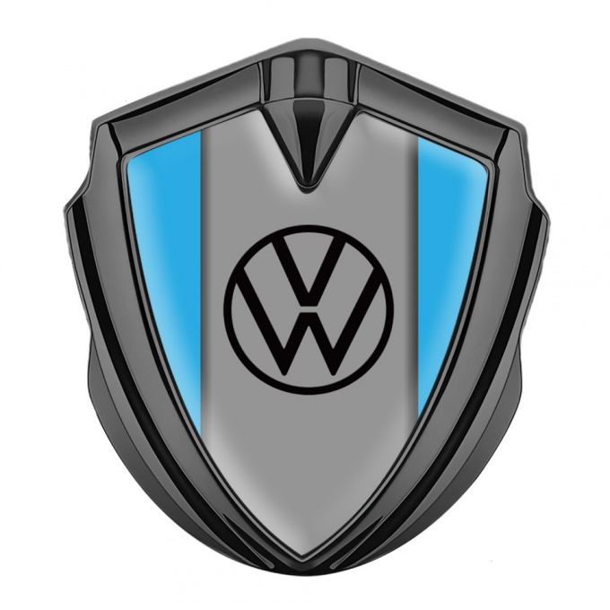 VW Bodyside Emblem Self Adhesive Graphite Blue Grey Base Black Logo