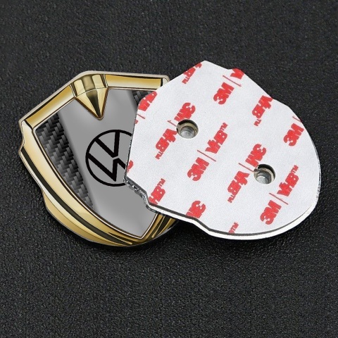 VW Metal Domed Emblem Gold Black Carbon Base Dark Logo Motif