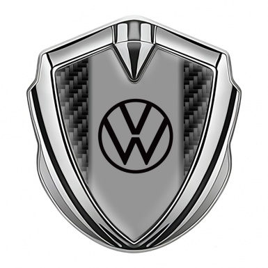 VW Metal Domed Emblem Silver Black Carbon Base Dark Logo Motif