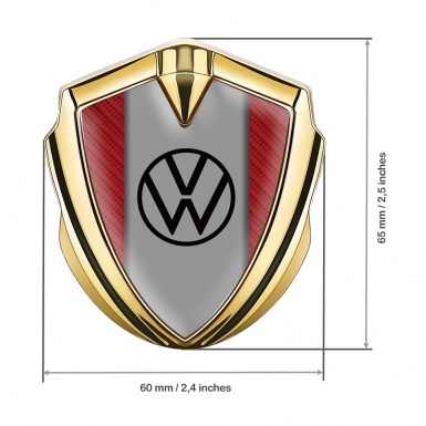 VW Badge Self Adhesive Gold Red Carbon Grey Center Panel