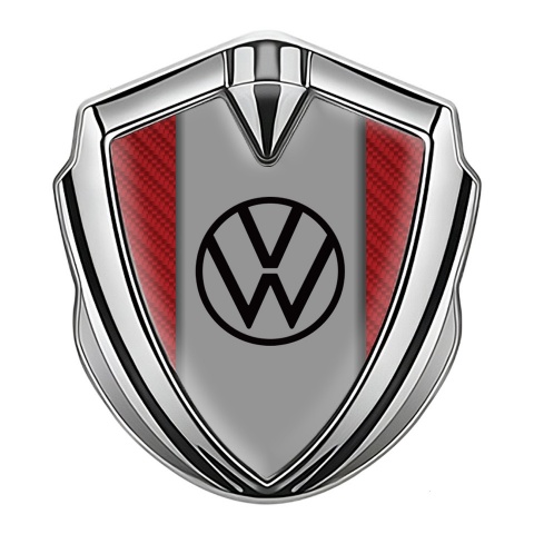 VW Badge Self Adhesive Silver Red Carbon Grey Center Panel
