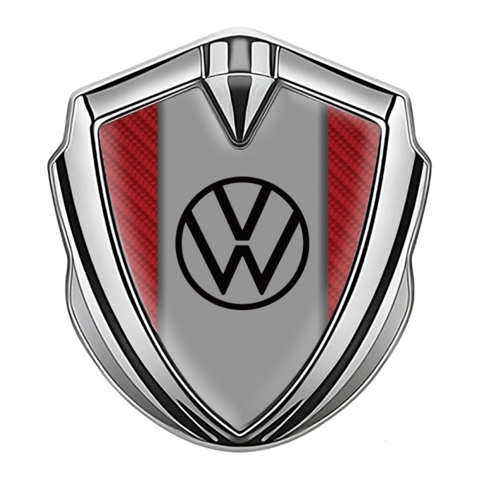 VW Badge Self Adhesive Silver Red Carbon Grey Center Panel