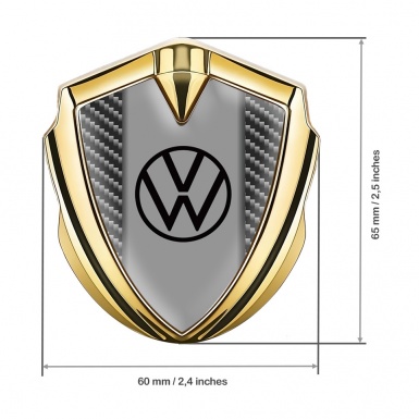 VW Emblem Fender Badge Gold Dark Carbon Grey Center Console