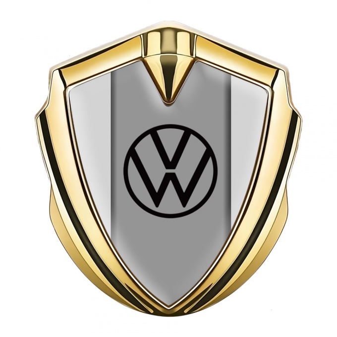 VW Metal Emblem Self Adhesive Gold Grey Fill Dark Center Console