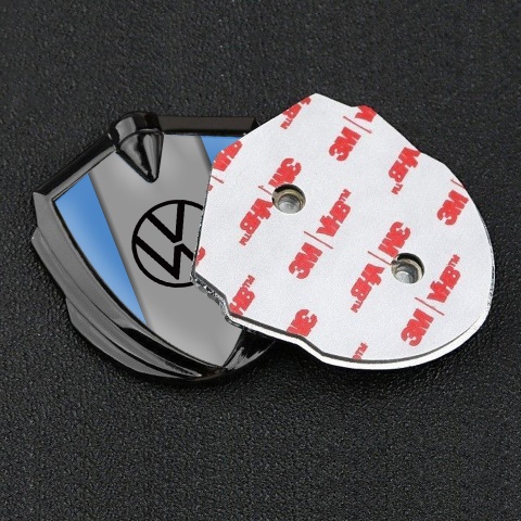 VW Fender Emblem Badge Graphite Blue Grey Palette Design