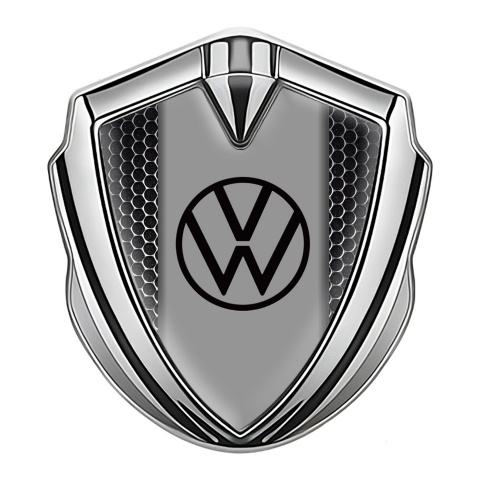 VW Emblem Trunk Badge Silver Steel Grate Grey Palette Edition