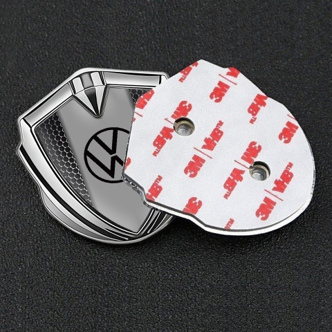 VW Emblem Trunk Badge Silver Steel Grate Grey Palette Edition