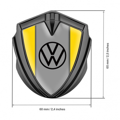 VW Metal Emblem Badge Graphite Yellow Frame Grey Palette Edition