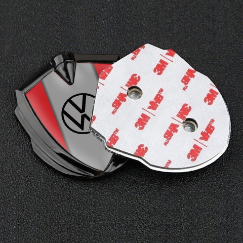 VW Domed Emblem Graphite Crimson Frame Grey Palette Design