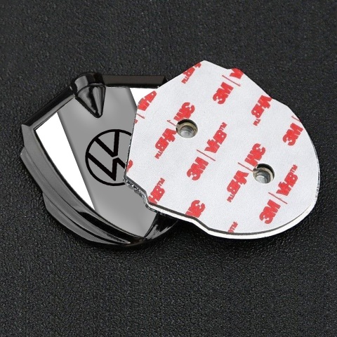VW Emblem Ornament Graphite White Frame Grey Center Hub Design