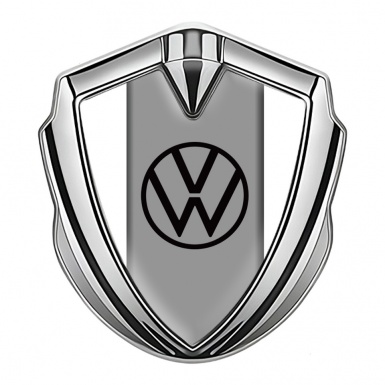VW Emblem Ornament Silver White Frame Grey Center Hub Design