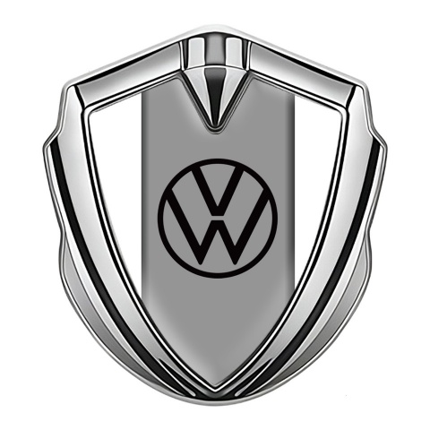 VW Emblem Ornament Silver White Frame Grey Center Hub Design