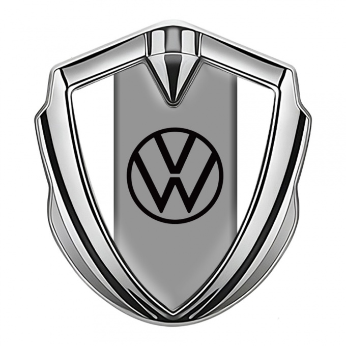 VW Emblem Ornament Silver White Frame Grey Center Hub Design