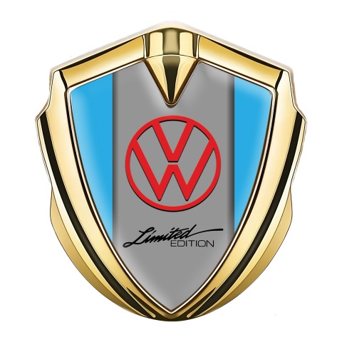 VW Bodyside Emblem Self Adhesive Gold Blue Frame Limited Edition