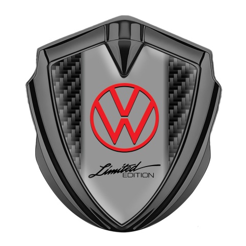 VW Metal Domed Emblem Graphite Black Carbon Frame Limited Edition