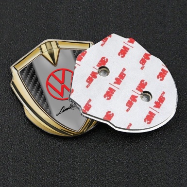 VW Metal Domed Emblem Gold Black Carbon Frame Limited Edition