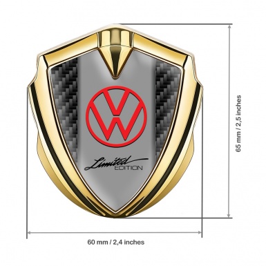 VW Metal Domed Emblem Gold Black Carbon Frame Limited Edition